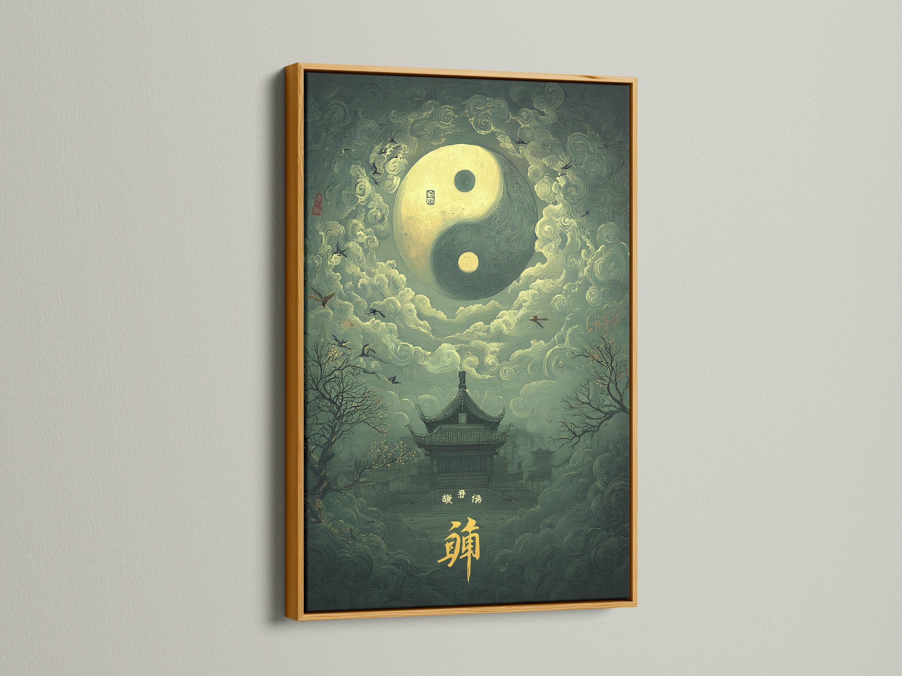 Artwork is showcased in a luxurious gold frame. The gold frame adds a touch of glamour. Perfect for creating a statement piece. The metallic accents enhance the artwork. Elevate your space with this opulent framing style. Discover the elegance of gold frame art.