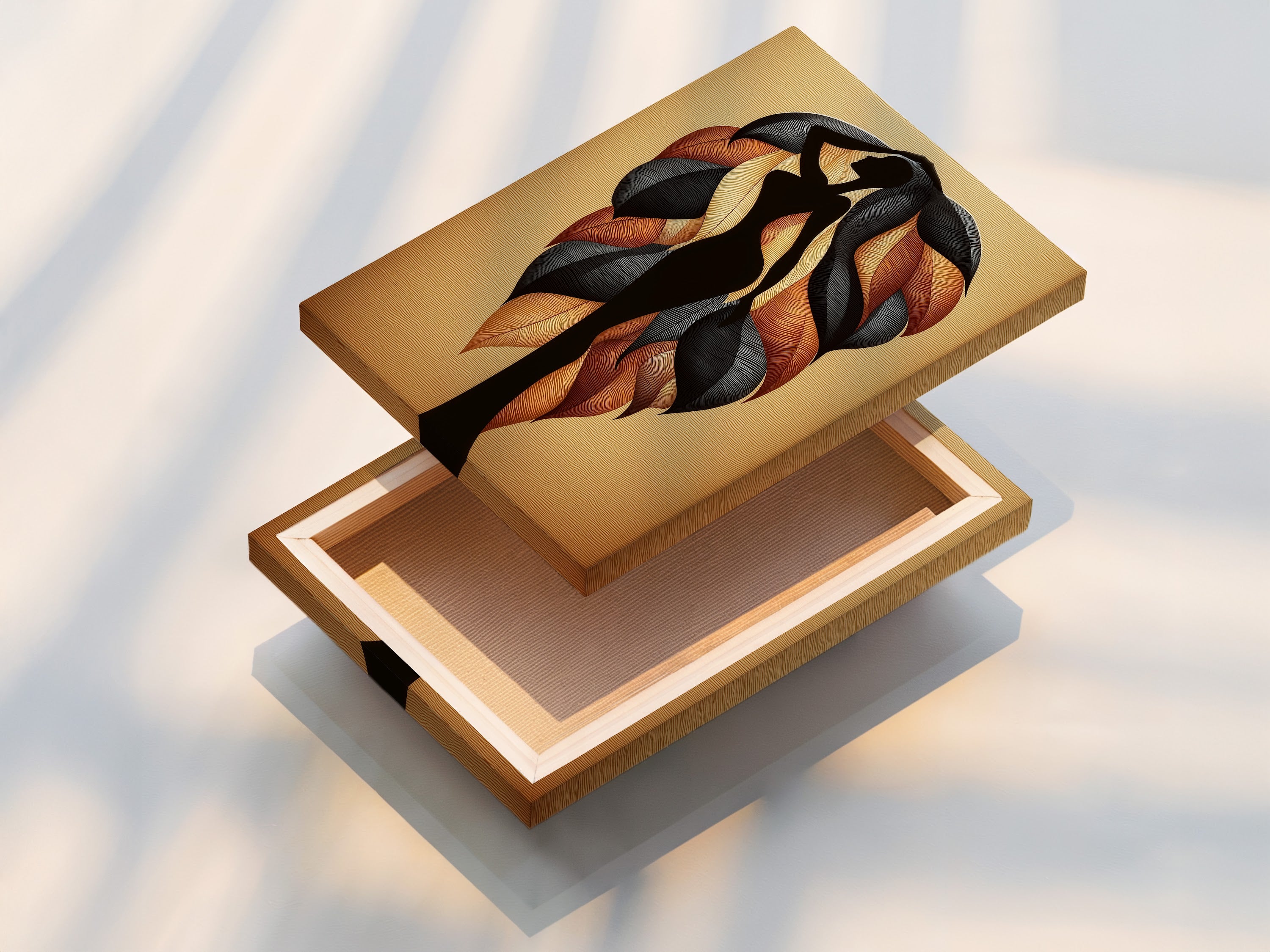 A beautifully stretched canvas print featuring abstract tree art. The autumn leaves canvas creates a modern botanical feel. Ideal for enhancing bedroom or living room wall art. This piece brings a contemporary style to any space. Perfect for homeowners and renters looking for fall wall decor. This nature canvas adds sophistication.