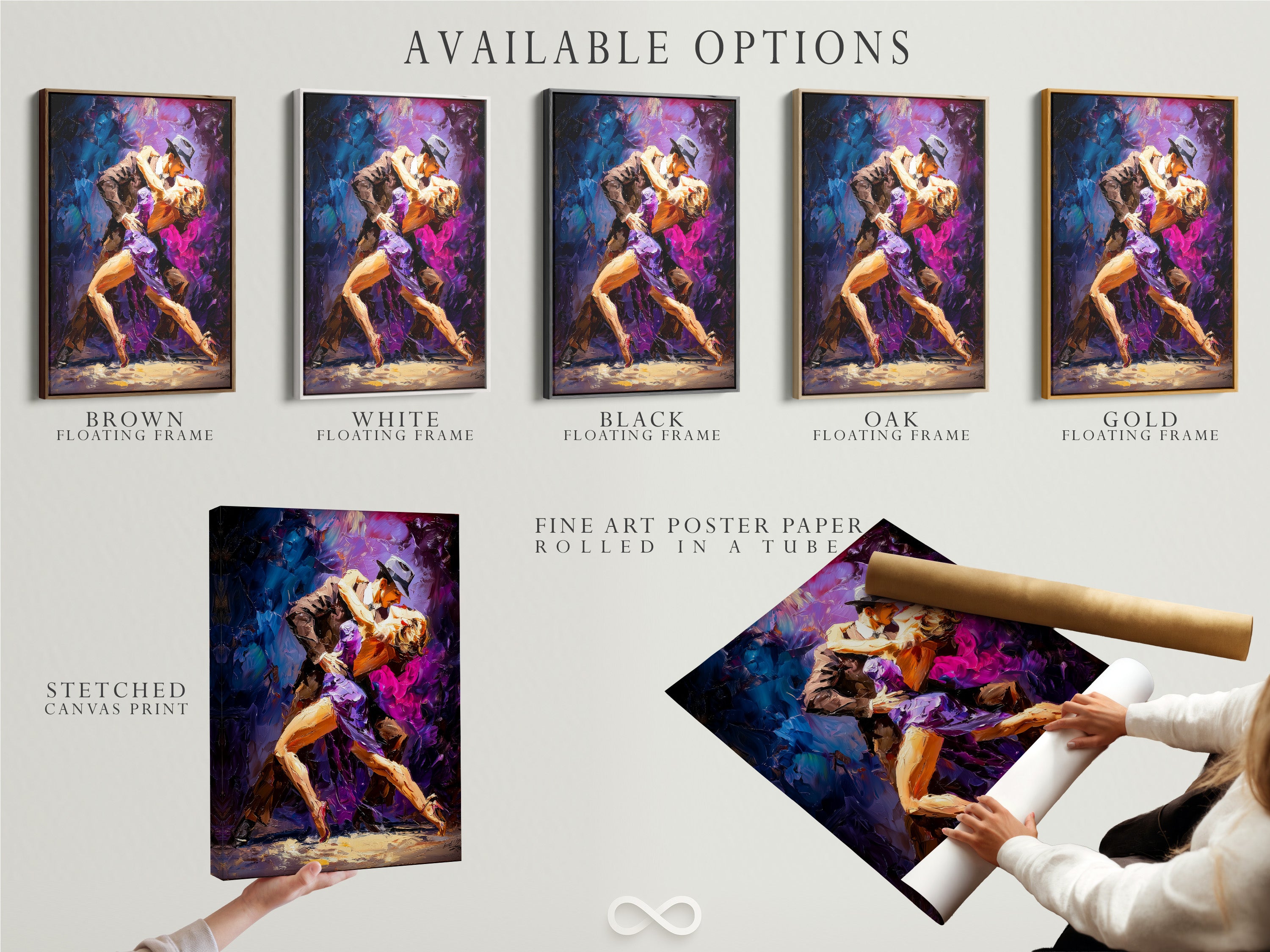 This image shows available options. Stretched canvas prints are available. Fine art poster paper is also an option. Consider a floating frame for your art. Explore all the available art options now.