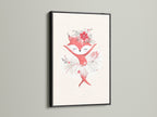 A stylish black frame highlights this adorable fox ballerina artwork. The animal art print serves as unique nursery wall decor. This ballet poster adds a touch of elegance to baby girl gifts and kids' room artwork. The black frame is a bold contrast to the soft pink and coral tones of the art.