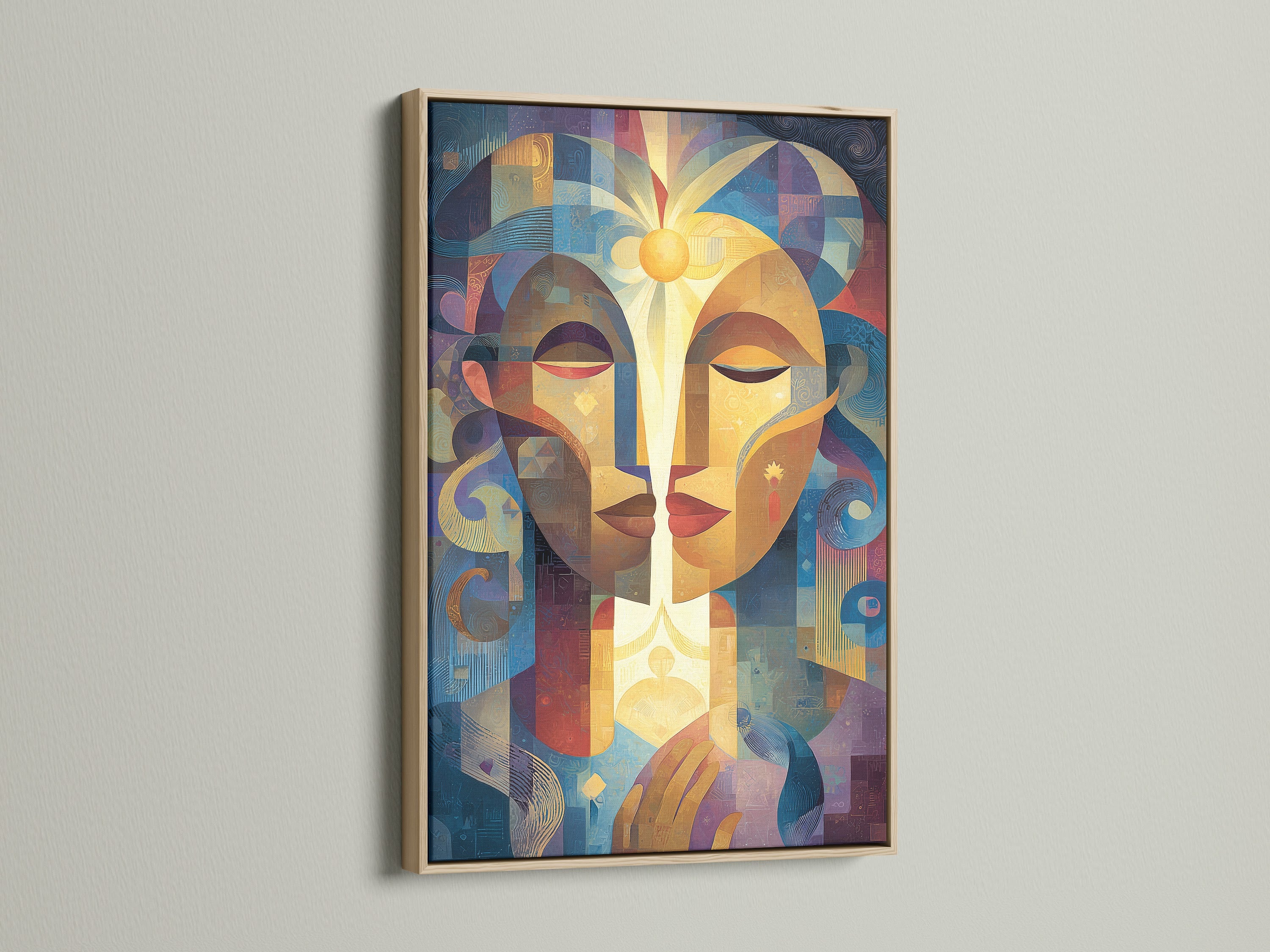 A captivating art print is displayed in an oak frame. The light wood adds warmth to the modern artwork. This framing choice enhances any space. Discover oak framed prints for your home or office. Frame it beautifully.