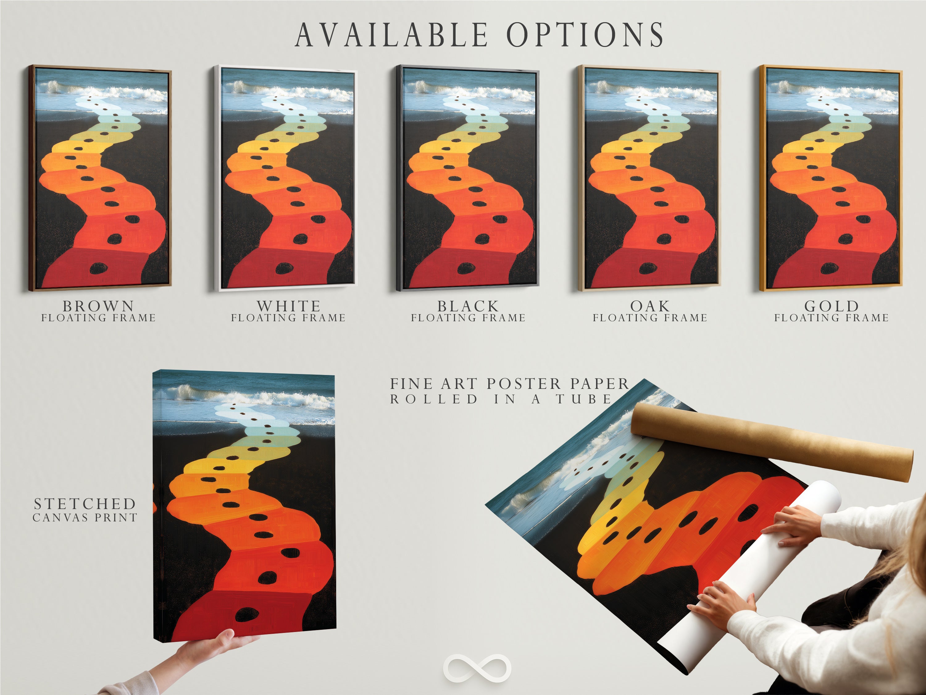 The available options are stretched canvas print fine art poster paper and floating frame. Choose the perfect option to match your style. These options provide flexibility for any space. Explore the different formats to enhance your home decor. Find the perfect artwork for your room.