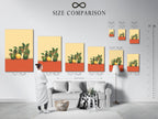 Size comparison chart in an interior setting. See how the Citrus Fruit Artwork fits in various spaces. Choose the perfect size for your kitchen wall art. Visualize the impact of this still life print in your home.