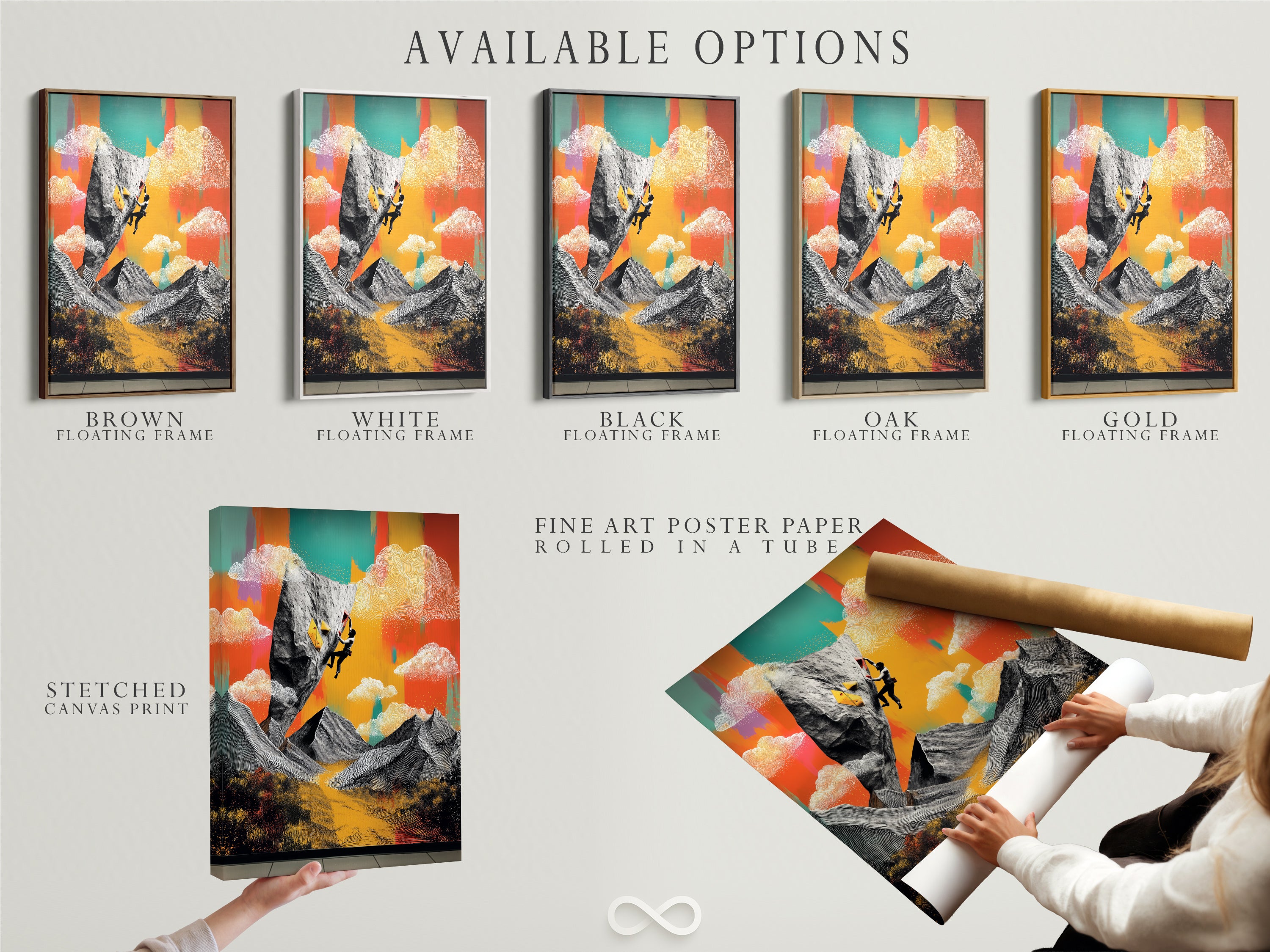 Available options for this artwork. Choose between a stretched canvas print fine art poster paper or a floating frame. Customize your art. Find the perfect option to match your style and decor preferences.