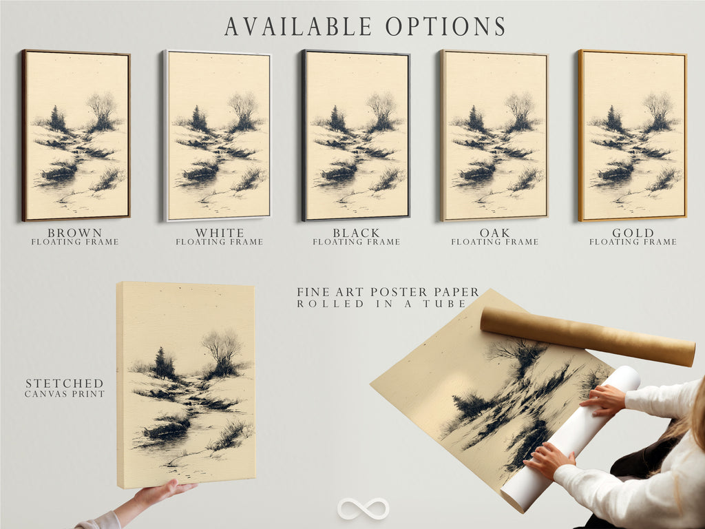 Available options include a stretched canvas print fine art poster paper and a floating frame. Choose your preferred display option. Each option enhances the artwork. Find the perfect style for your art. Explore the possibilities today.