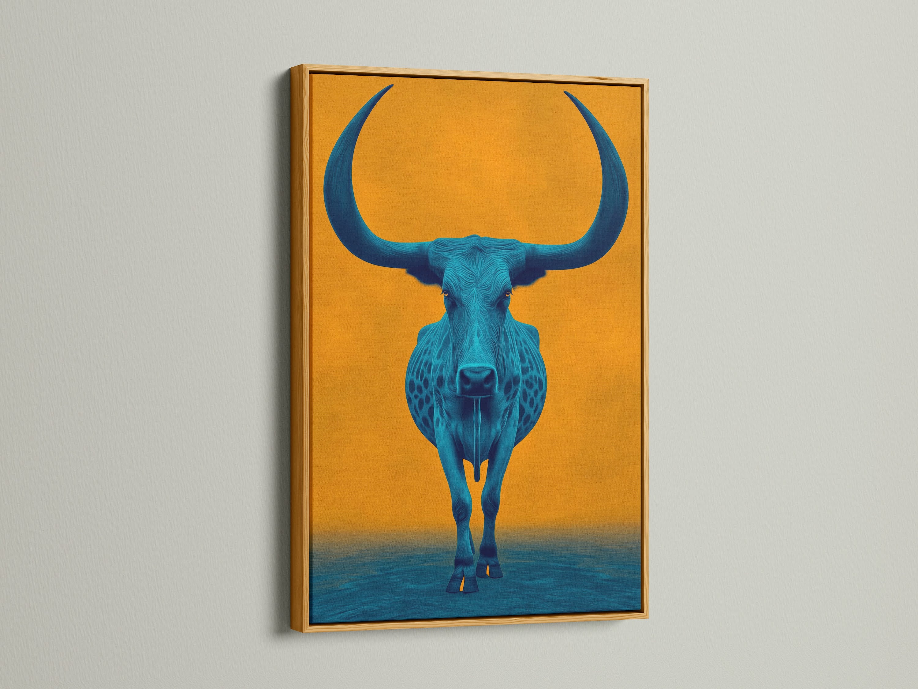 Teal Longhorn - gold frame