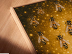 A close-up angled view reveals a canvas print in a floating frame. The Beehive Canvas Print is showcased beautifully. The floating frame adds a modern touch. This insect artwork enhances any decor. It is perfect for art lovers.