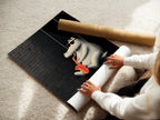 A woman is carefully rolling fine art poster paper. The paper is high-quality ensuring vibrant colors and longevity. Discover the beauty and versatility of fine art prints. Order your prints today.