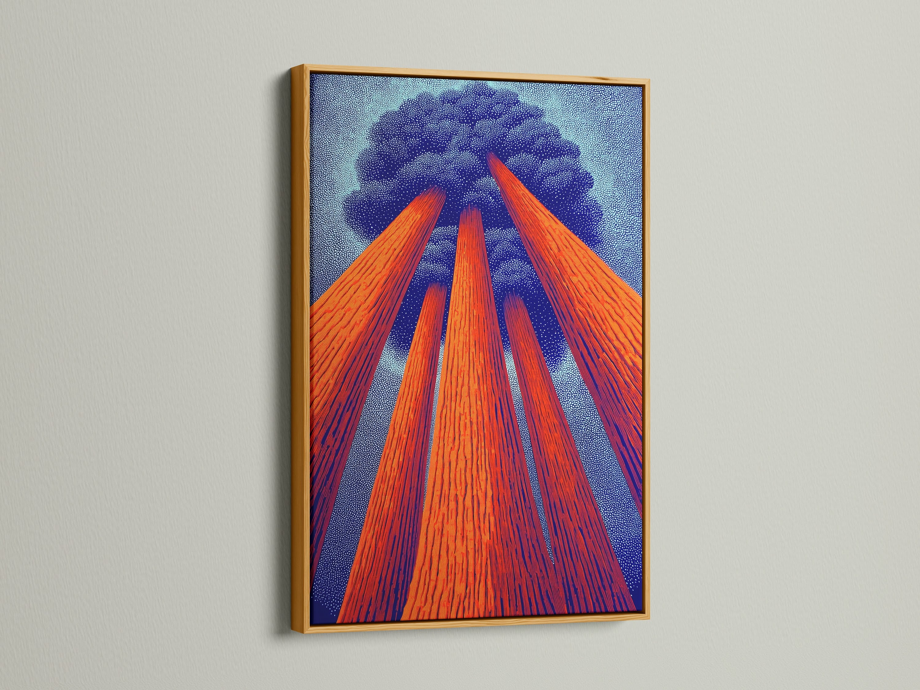 Sequoia Canvas Print presented in a gold frame. This redwood forest wall art brings a touch of elegance. The gold frame enhances the modern tree artwork. Earth tones create a sophisticated look. Perfect as bedroom wall decor.