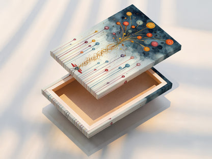 Stretched canvas print of an abstract balloon artwork. This modern piece is perfect for any room. The colorful print adds a playful touch. Enhance your nursery or playroom with this whimsical decor. A contemporary artwork for kids room wall decor.