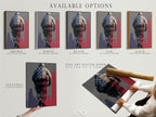 Available options for the American Soldier art. Choose from stretched canvas print fine art poster paper or floating frame. Customize your patriotic artwork. Create the perfect veteran memorial.