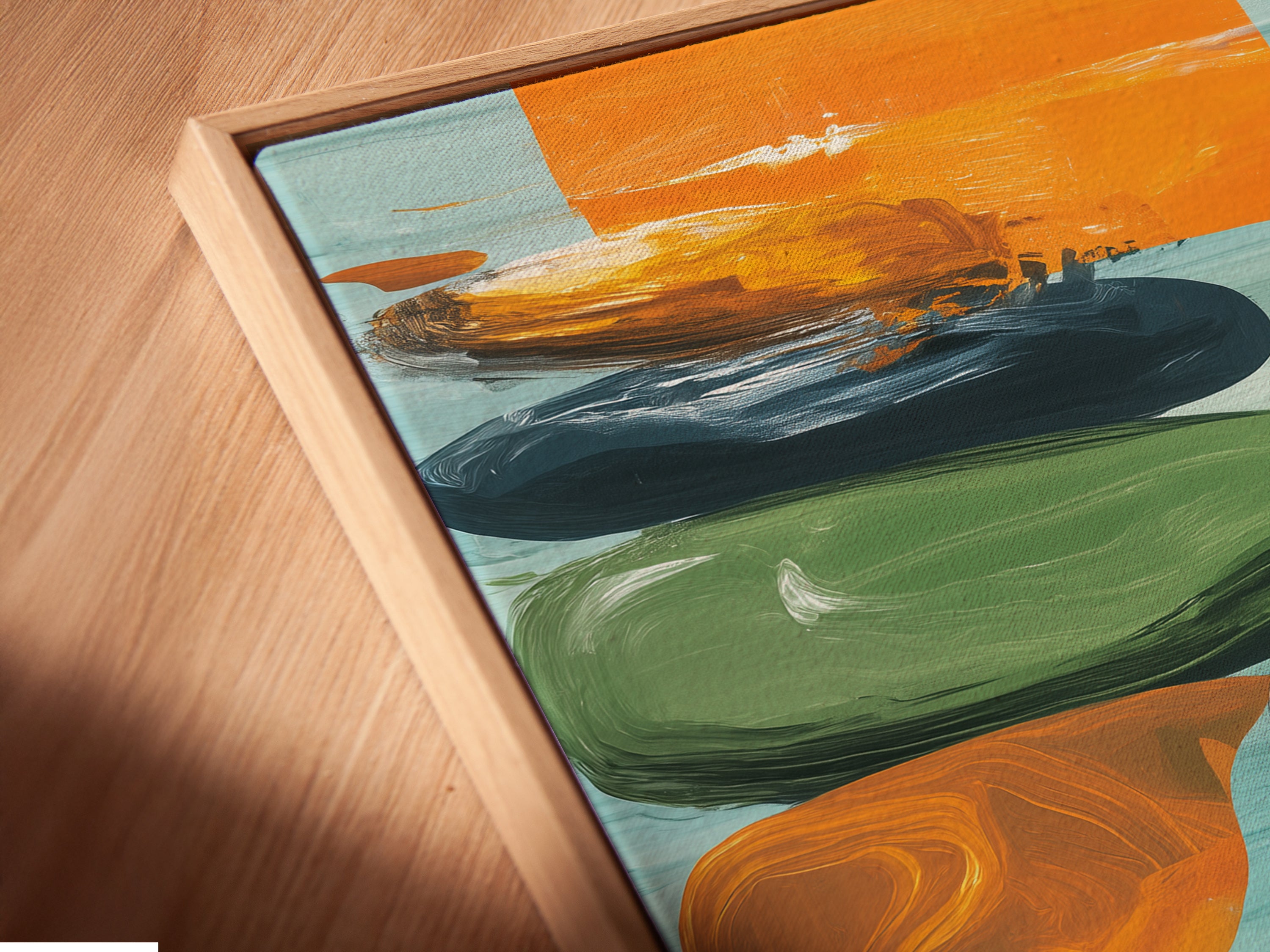 A close-up shot of Zen artwork in a floating frame. The artwork features a woman meditating. The floating frame adds a modern touch. This piece is a great addition to any minimalist decor style.