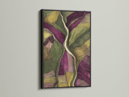 Artwork presented in a black frame. The black frame creates a bold and striking contrast. It adds a touch of sophistication to the art. Ideal for a contemporary space. The artwork is dramatic.