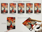 Available options for the Statue of Liberty artwork are displayed. Choose from a stretched canvas print a fine art poster paper or a floating frame. Customize your artwork to fit your style and decor needs. Elevate your space with modern American artwork.