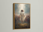 Bring a divine touch with Jesus Christ artwork in a gold frame. This christian wall art exudes elegance. Ideal religious decor for a traditional church office. A faith canvas print radiating spiritual artwork. Elevate Christian home decor.