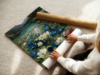 A woman is carefully rolling a fine art poster paper print. The fine art poster paper captures the detail. The paper ensures high-quality reproduction. Perfect for botanical and landscape artwork.