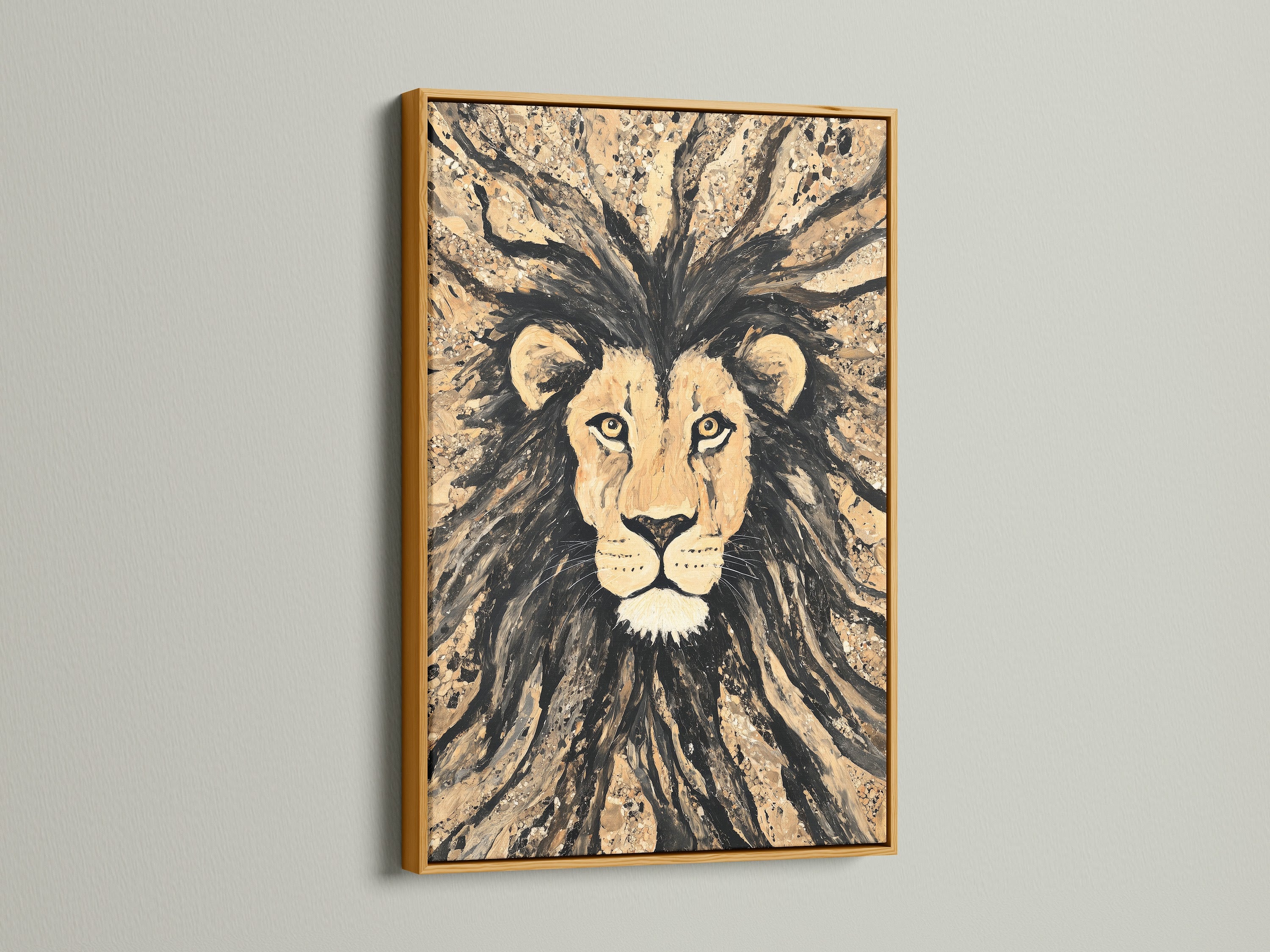 The artwork is displayed in a gold frame. Adding a touch of luxury. The shimmering gold enhances the artwork. This frame creates a focal point. It brings elegance to any room. Elevate your space with gilded framing.