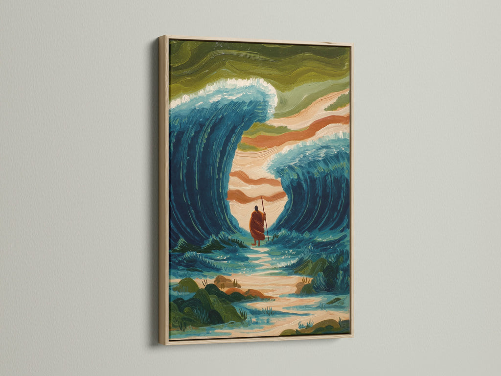 This artwork has a beautiful oak frame. The natural wood grain adds warmth and character. The oak frame enhances the artwork's visual appeal. It brings a touch of rustic elegance to any space. Perfect for nature-inspired art.