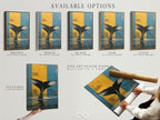 Available options include stretched canvas prints fine art poster paper and floating frames. Choose the best format for your Whale Tail artwork. Options for blue and yellow marine canvas and prints. Select your preferred style today.