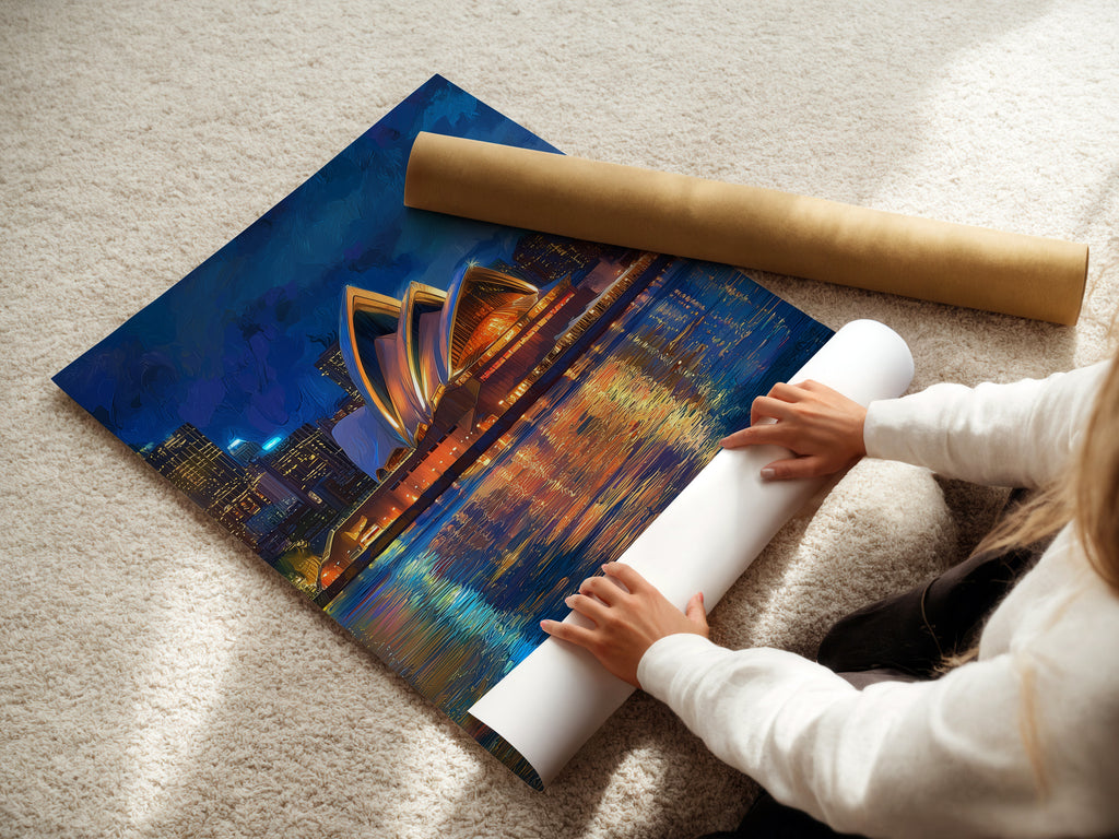 Watch a woman carefully rolling a fine art poster paper. The process ensures the paper remains pristine. It protects the artwork during storage and transport. This attention to detail guarantees the best quality