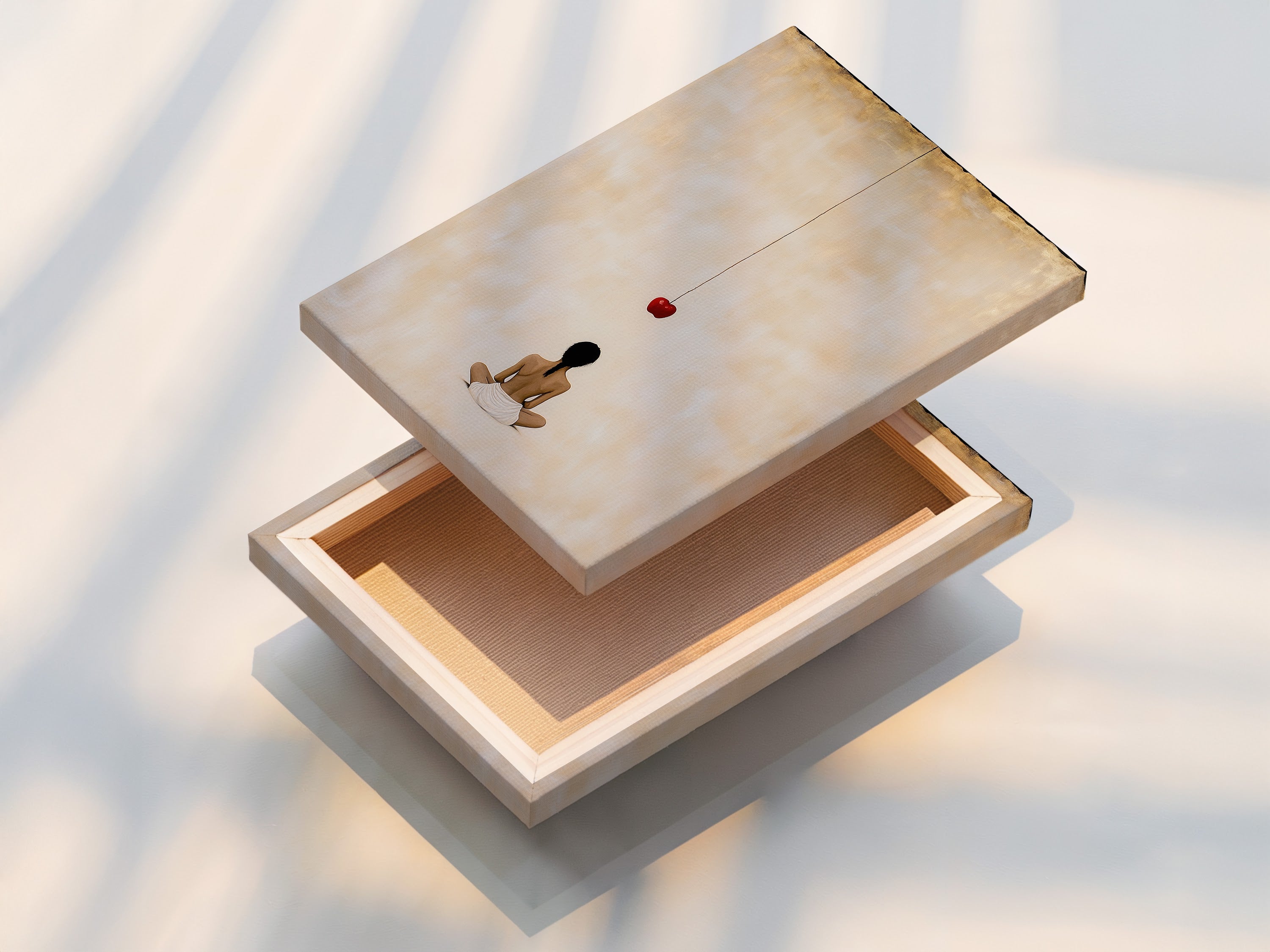 The stretched canvas print of minimalist meditation artwork. Ready to hang and enjoy. The zen wall art brings a sense of calm. It enhances any living room bedroom or yoga studio.