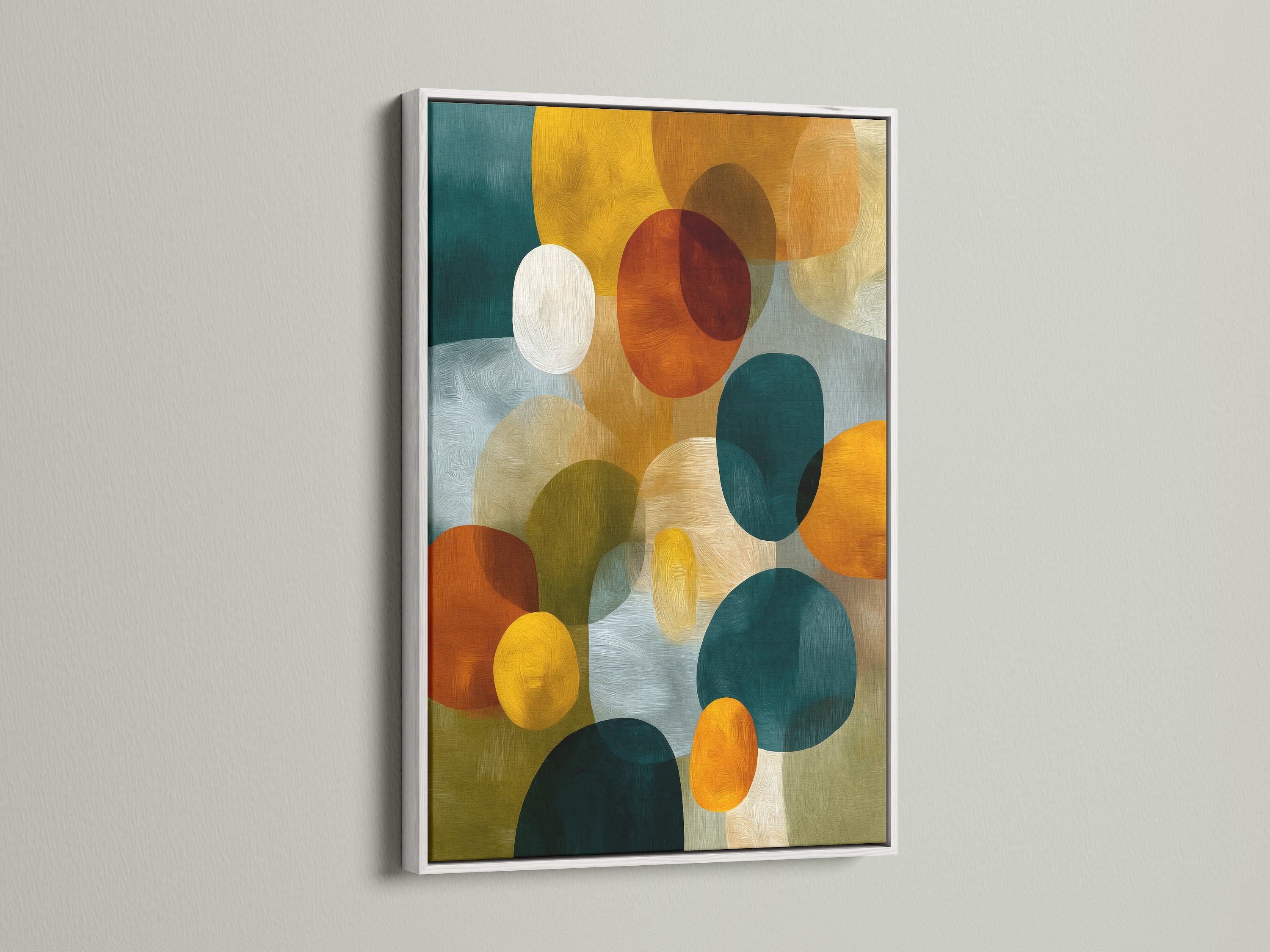 Abstract Geometric Canvas Print - Mid Century Modern Wall Art, Colorful Circles Artwork for Living Room Decor