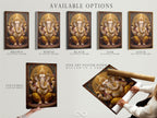Golden Elephant Deity Art Print - Hindu Spiritual Wall Decor, Sacred Religious Poster, Meditation Room Art, Divine Blessing Artwork
