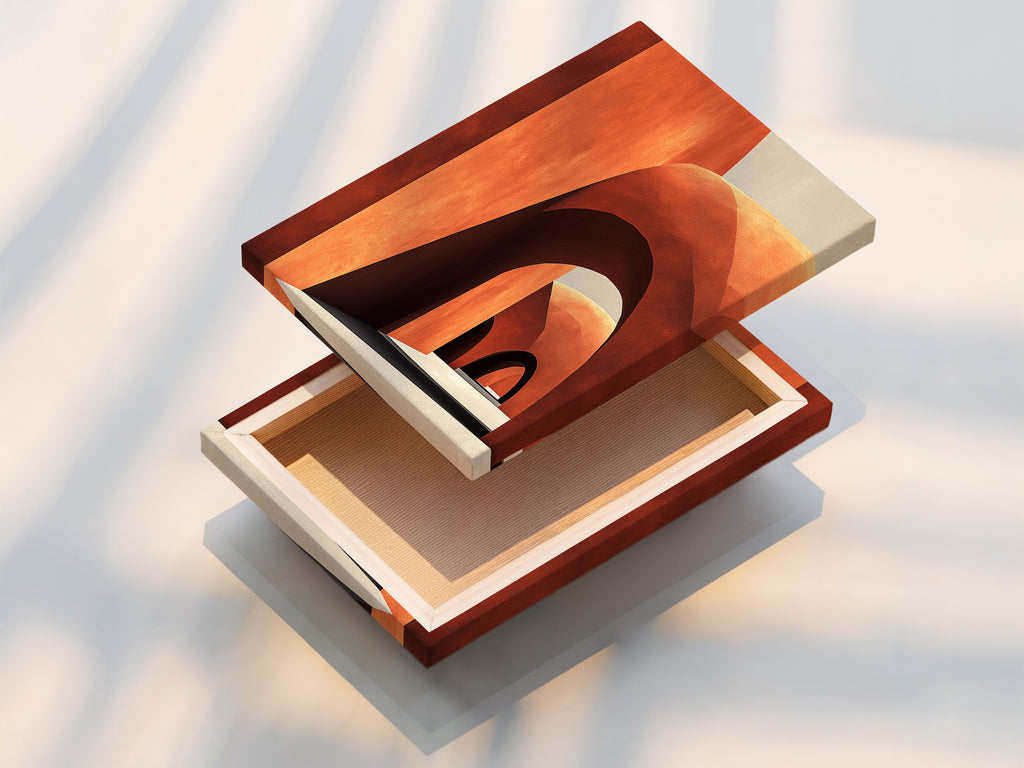 Terracotta arch geometry—sienna brown modern canvas