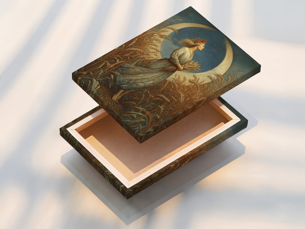 View of a stretched canvas print. The canvas is tightly stretched for a smooth surface. This print is ready to hang and enjoy. The stretched canvas enhances the artwork's texture. Experience art in high definition on canvas.