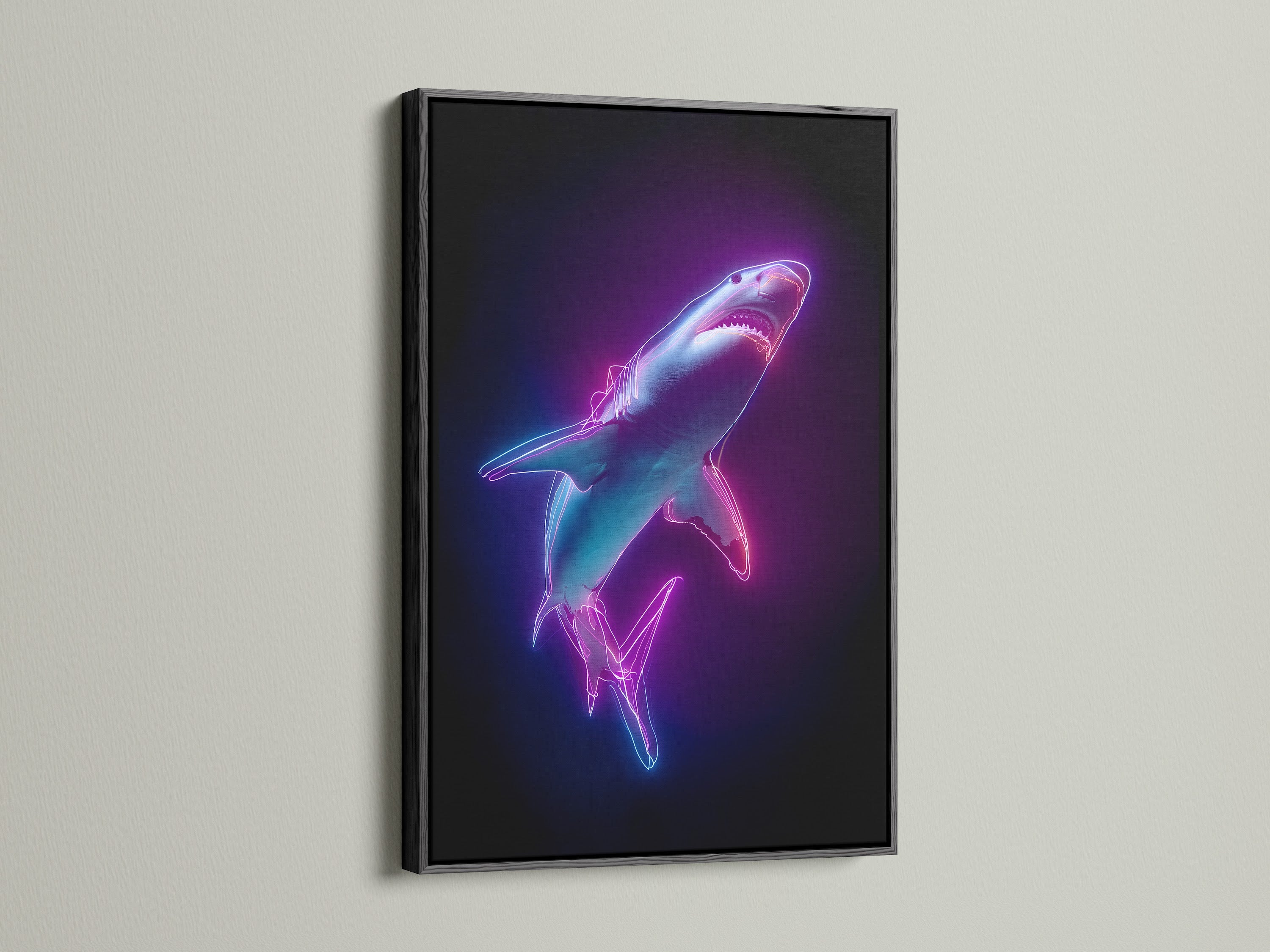 A black frame presents a bold artwork display. The sleek black finish adds a sophisticated touch. The black frame creates a strong contrast. It enhances the artwork's visual impact. A timeless choice for a gallery-worthy presentation.