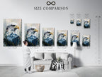 Size comparison chart in an interior setting. Visualize the perfect art size for your space. Our chart helps you choose with confidence. Find the ideal dimensions for your artwork. Shop now.