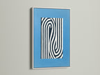 Contemporary artwork presented in a white frame. This minimalist print features abstract lines. The blue wall art complements modern interiors. Ideal for creating a serene atmosphere in your home or office. View this framed art today.