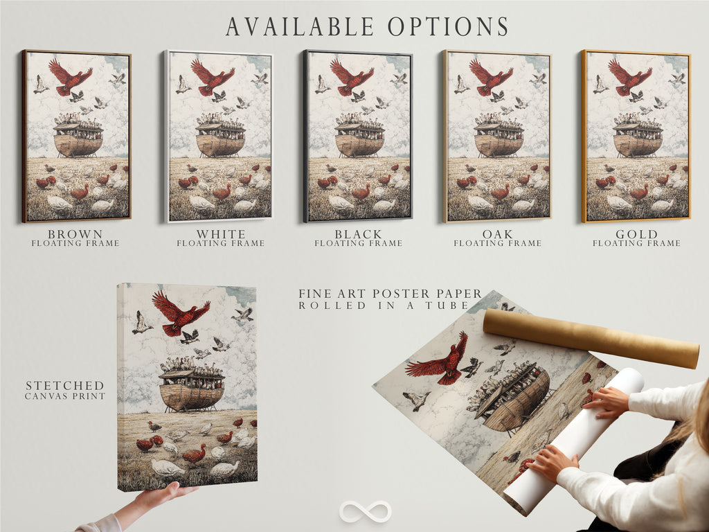 Available artwork options include stretched canvas prints. Also available are fine art poster paper and floating frames. Choose the perfect format to display your favorite art. Explore all the possibilities here.