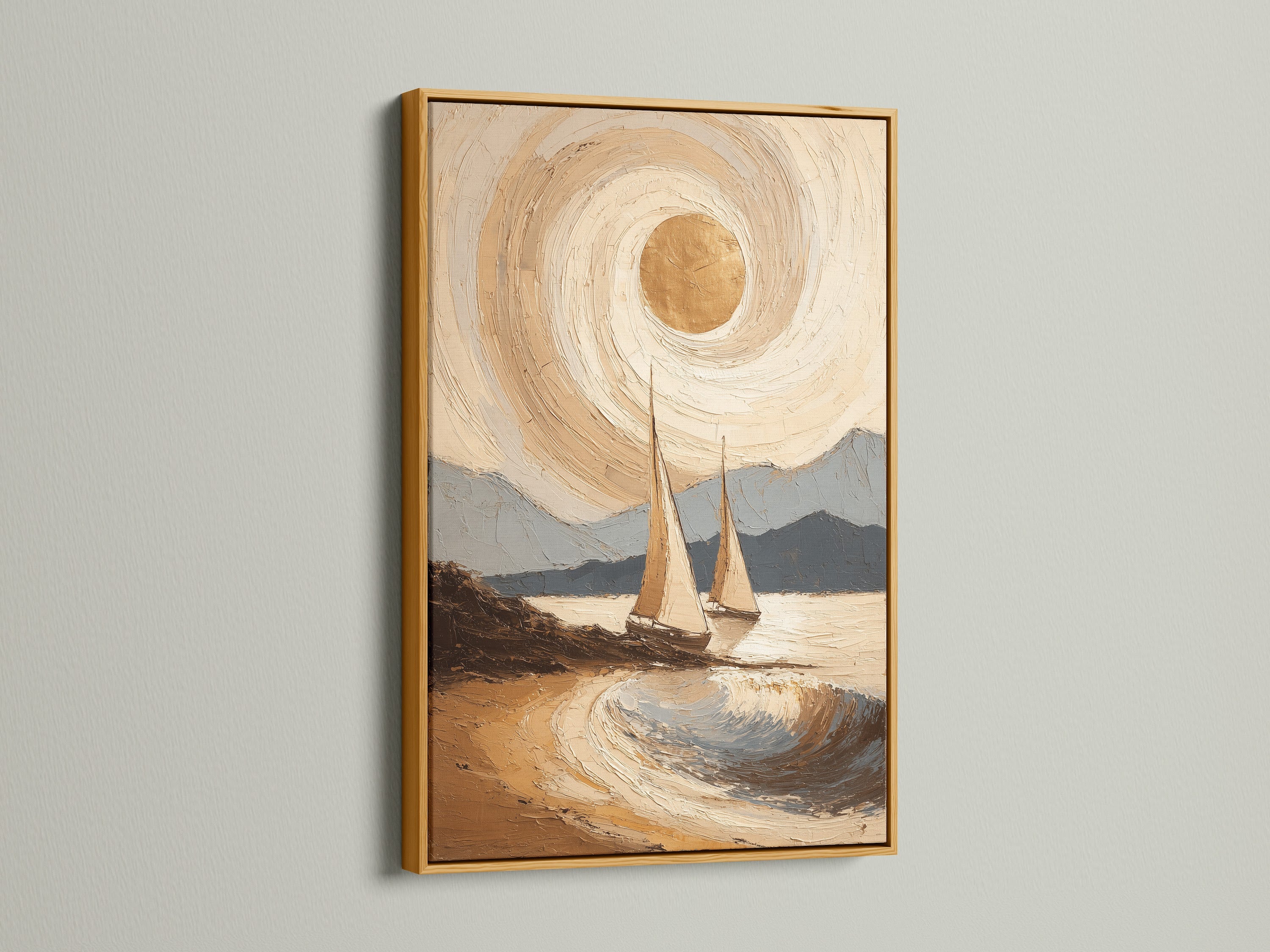Coastal Sailboat Art Print - Nautical Beach Painting, Ocean Wave Landscape, Seascape Wall Decor, Maritime Home Art, Sailing Boats