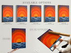 Explore available options for the Sunset Boats artwork. Choose from stretched canvas prints fine art poster paper or floating frames. Customize your art to match your style. Perfect for modern home decor or boho wall art.