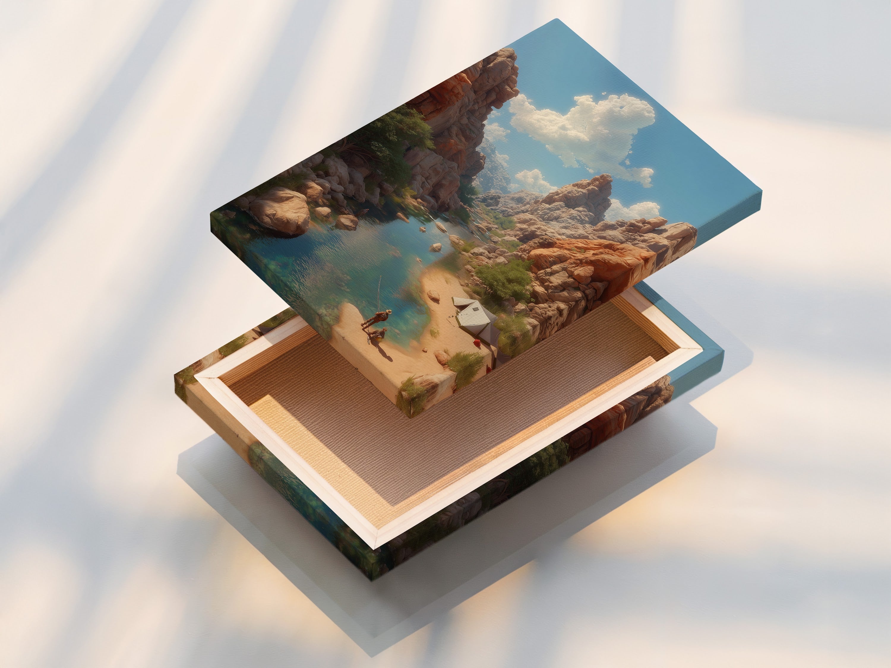 A stretched canvas print ready to hang. The canvas print offers a gallery-wrapped appearance. This stretched canvas enhances any room. Experience art with a premium canvas. The art piece is durable and high-quality. See the texture up close.