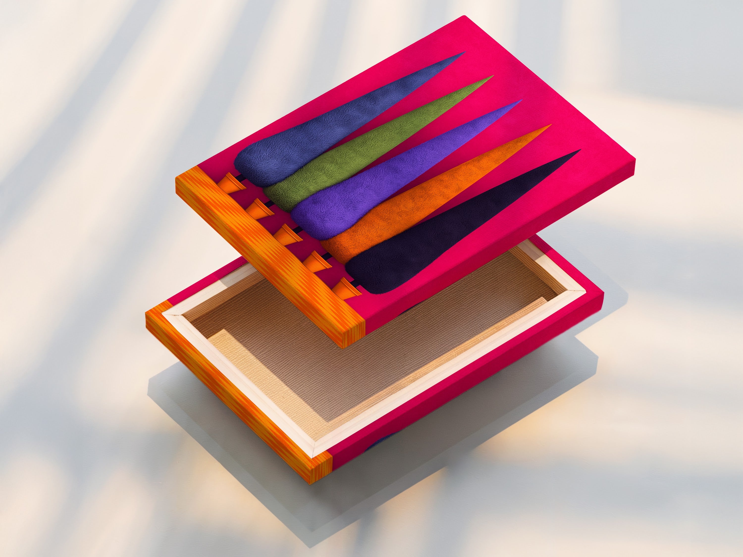 A stretched canvas print of Cypress Tree artwork. This modern wall art features a colorful plant poster. The artwork is perfect for enhancing your home office decor. Explore vibrant garden art options.