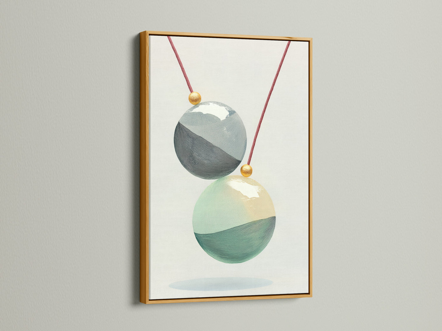 Geometric Spheres artwork with a gold frame. This elegant piece enhances any room. The teal and gold sphere print adds a touch of sophistication. Perfect for modern wall art and contemporary wall decor. Elevate your living room bedroom or office.