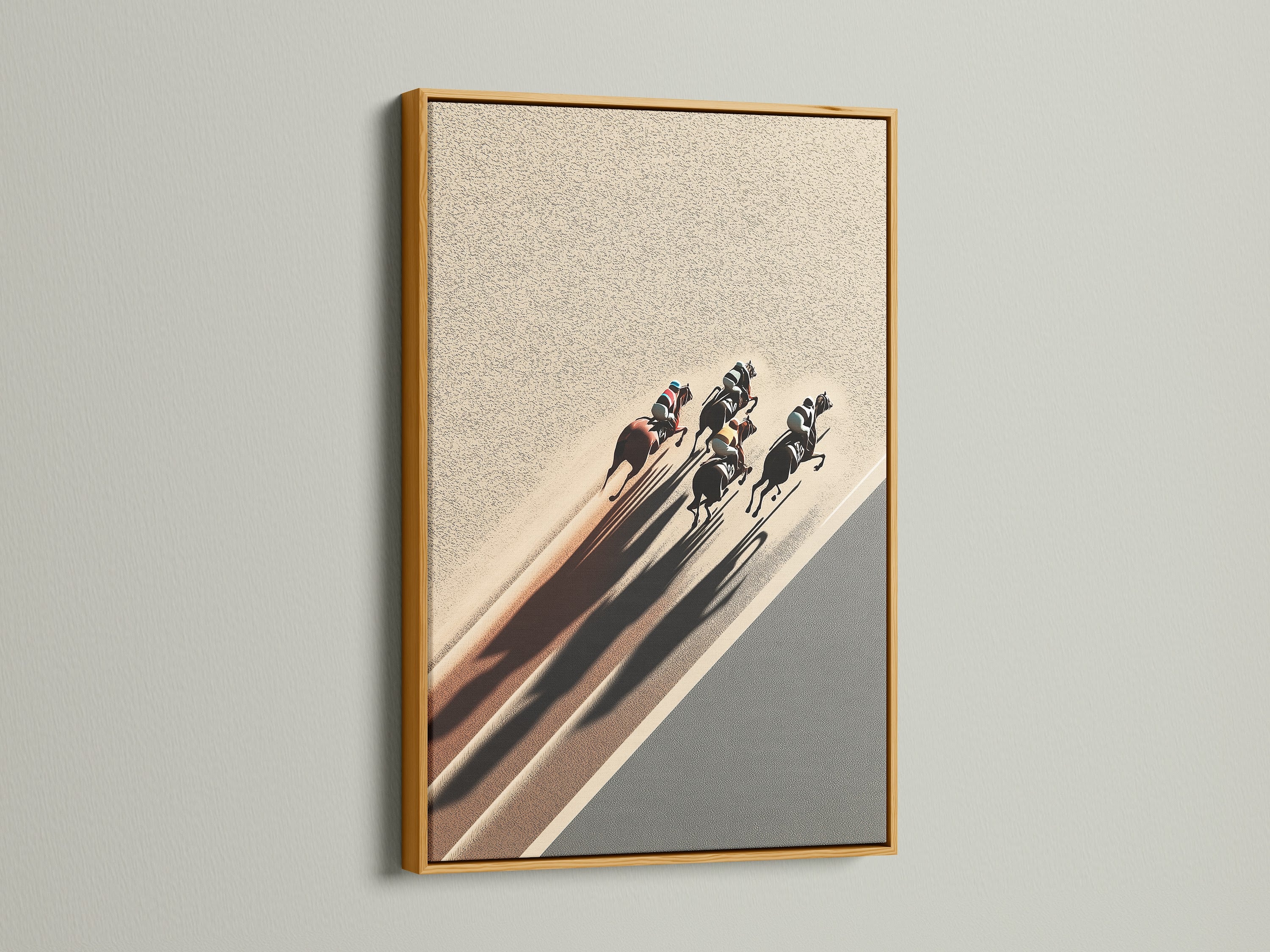 Add a touch of luxury with our horse racing art. This equestrian artwork is in a gold frame. A sophisticated sport photography piece. It's perfect for office decor or a horse lover gift. Truly exquisite.