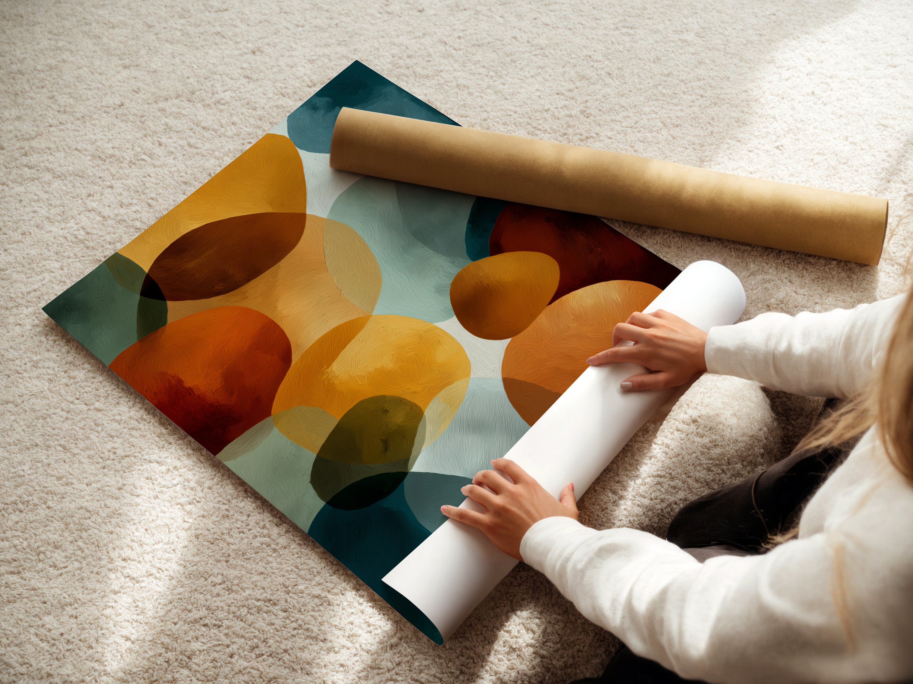 Abstract Geometric Canvas Print - Modern Organic Shapes Wall Art, Contemporary Home Decor for Living Room