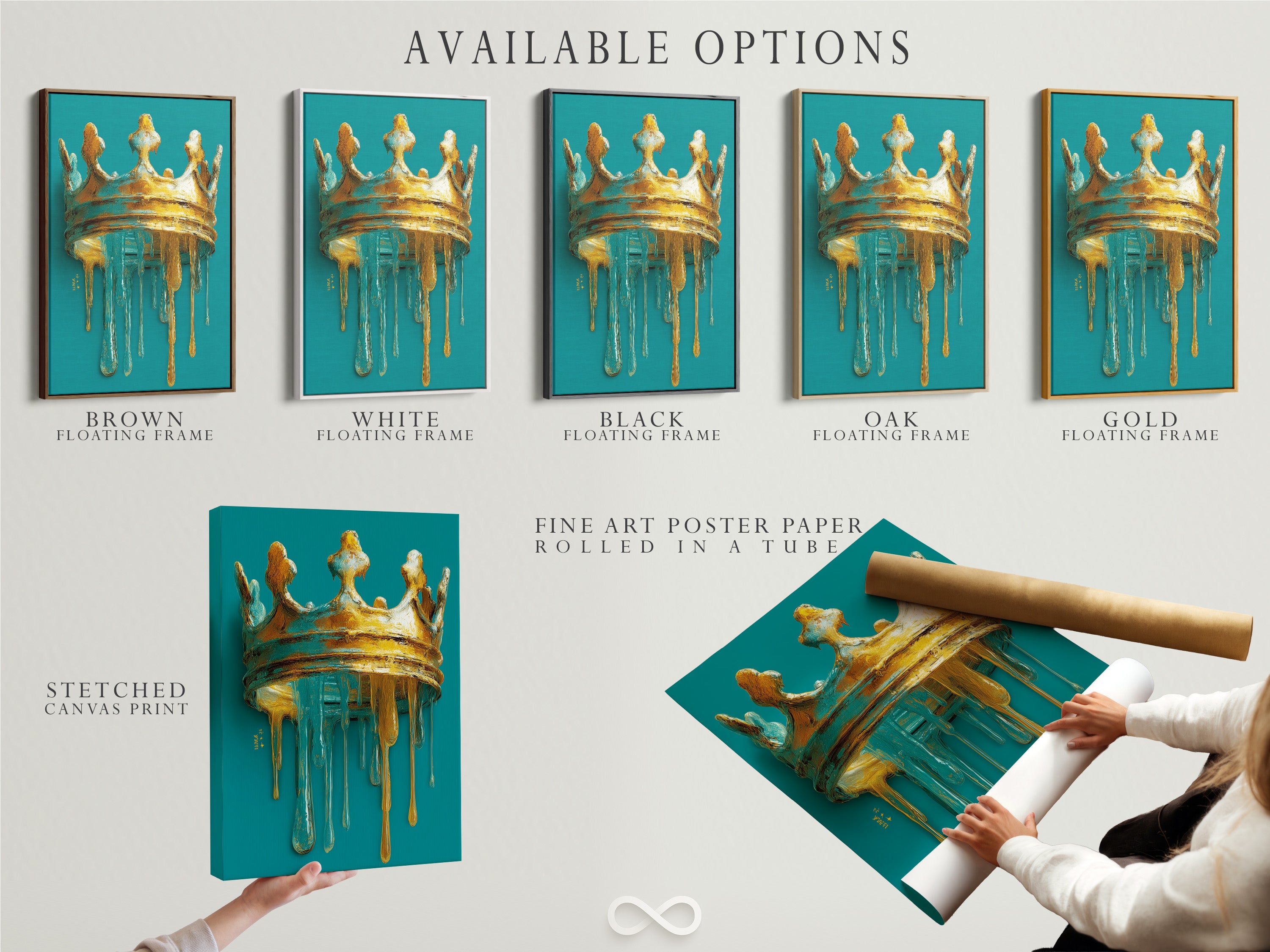 Available options for art prints. You can choose from stretched canvas prints. Fine art poster paper is also available. Floating frames provide a modern look. Select the option that best suits your style and budget. Transform your space with beautiful art.