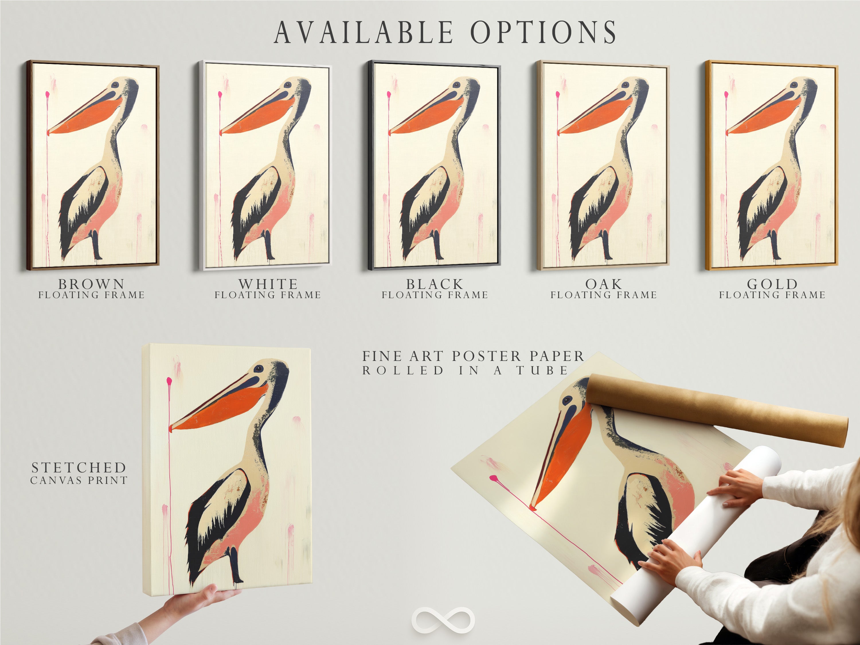 Available options for artwork. Choose from a stretched canvas print. Opt for fine art poster paper. Consider a floating frame. Customize your artwork to match your style. Explore all our options today. Create your perfect piece.