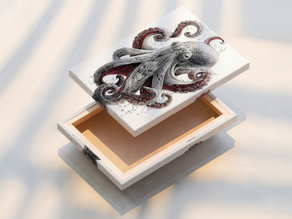 A stretched canvas print displays the Octopus art in vivid detail. This ready-to-hang artwork is perfect for any room. Add a touch of the sea with this marine life art. Ideal for beach house wall art and coastal home decor. Transform your space today.