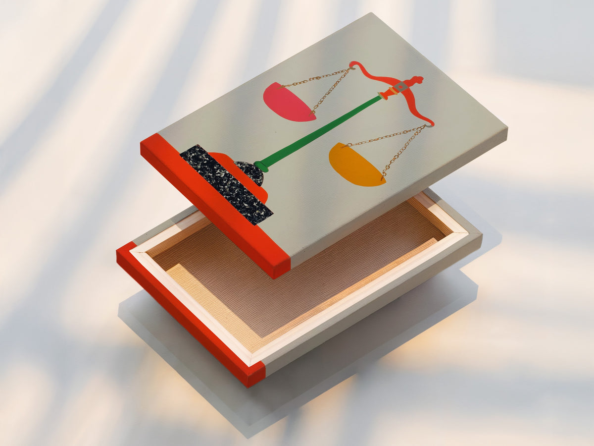 Scales of Justice canvas artwork used as a refined focal point in law office decor