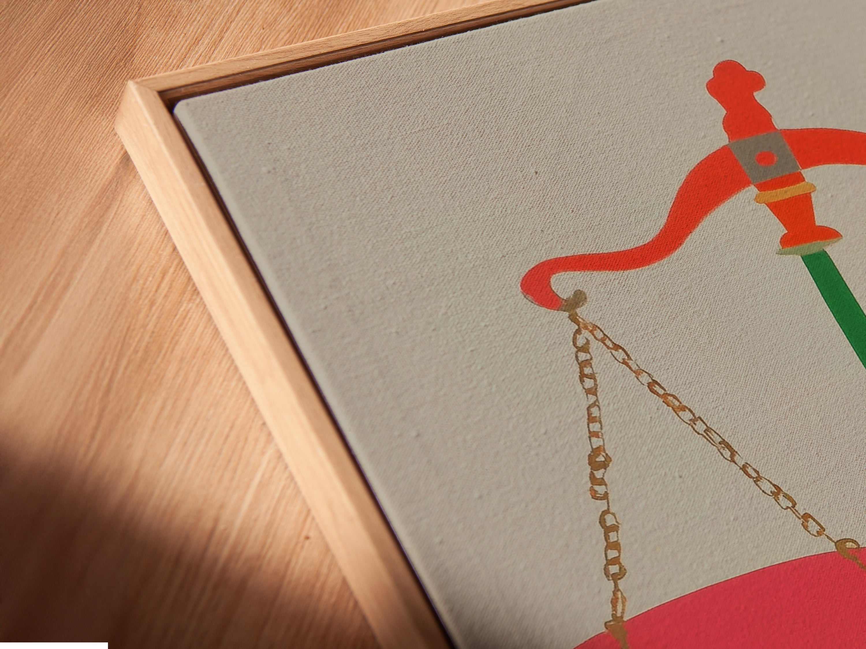 A close-up of the Justice Scales canvas print in a floating frame. The floating frame gives a contemporary look. It enhances the artwork's visual appeal. A great choice for modern legal art.