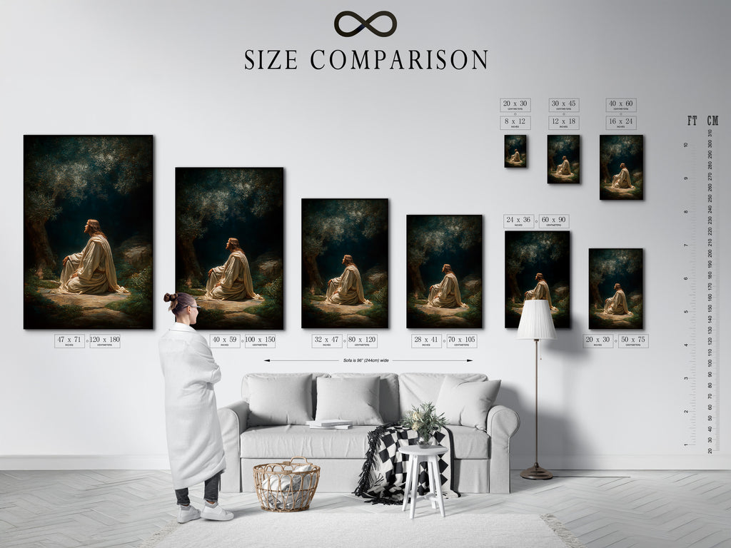 Refer to our size comparison chart in an interior setting. Find the perfect artwork size for your space. Visualize how different sizes look on your wall. Make the right choice for your home or office. Use our chart to find the perfect fit. Transform your space today with perfectly sized art.