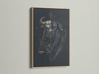 Enhance your law firm decor with the Bull Justice art print. This striking scales of justice canvas print is showcased in an oak frame. Perfect for adding a touch of sophistication to any office.