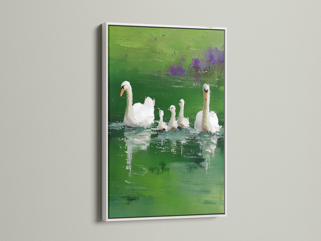 Artwork is beautifully framed in a white frame. The contrast between the art and the frame is captivating. The white frame offers a clean and modern look. The artwork becomes a focal point. It will brighten any room with sophistication.