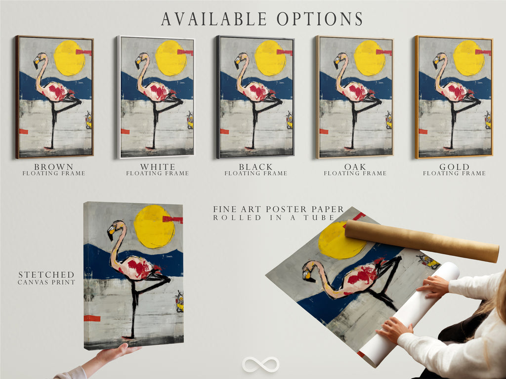 Explore available options for your flamingo abstract art print. Choose from stretched canvas prints fine art poster paper and floating frames. Customize your artwork to match your style. Perfect for any room.