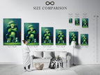A size comparison chart displayed in an interior setting. It helps visualize how the Lion King Simba artwork will look in a room. Choose the perfect size for your nursery or kids room. It ensures the artwork fits perfectly.